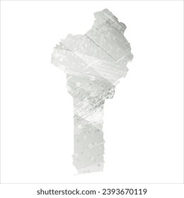 High detailed vector map. Benin. Watercolor style. Agate gray.