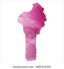 High detailed vector map. Benin. Watercolor style. Amaranth deep purple color.