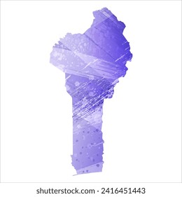 High detailed vector map. Benin. Watercolor style. Aspid blue color. A violet, delicate, pastel color.