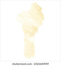 High detailed vector map. Benin. Watercolor style. Banana color. Pastel yellow. Delicate yellow.
