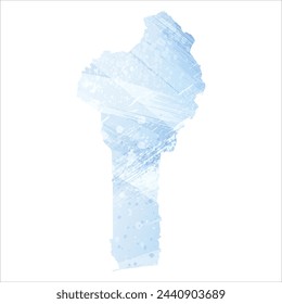 High detailed vector map. Benin. Watercolor style. Pale cornflower. Blue color.