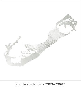 High detailed vector map. Bermuda. Watercolor style. Agate gray.