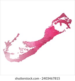 High detailed vector map. Bermuda. Watercolor style. Amaranth purple color.