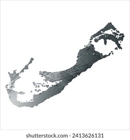 High detailed vector map. Bermuda. Watercolor style. Anthracite gray. Dark gray. Black color.