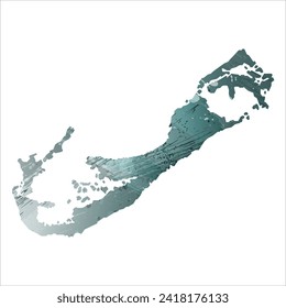 High detailed vector map. Bermuda. Watercolor style. Aspid gray color. Green-gray deep color.