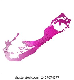 High detailed vector map. Bermuda. Watercolor style. Eggplant color. Purple bright color.
