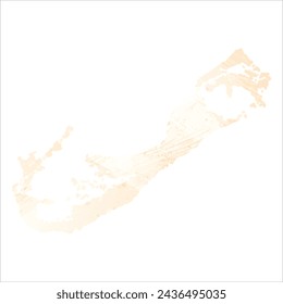 High detailed vector map. Bermuda. Watercolor style. Biscuit color. Pastel yellow color.