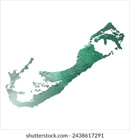 High detailed vector map. Bermuda. Watercolor style. Turquoise green color.
