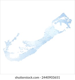 High detailed vector map. Bermuda. Watercolor style. Pale cornflower. Blue color.