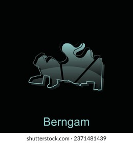 High detailed vector map of Berngam City modern outline, Logo Vector Design. Abstract, designs concept, logo, logotype element for template.