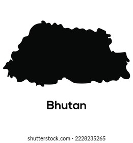 Mapa vectorial detallado alto - Archivo vector de silueta de mapa de Bután con nombre de país