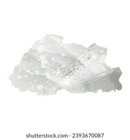 High detailed vector map. Bhutan. Watercolor style. Agate gray.