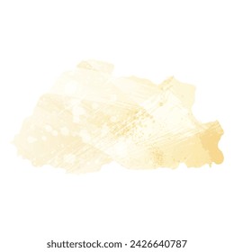 High detailed vector map. Bhutan. Watercolor style. Banana color. Pastel yellow. Delicate yellow.