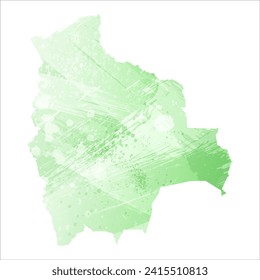 Mapa vectorial detallado alto. Bolivia. Estilo acuarela. Color de la lechuga clara. Pastel verde.
