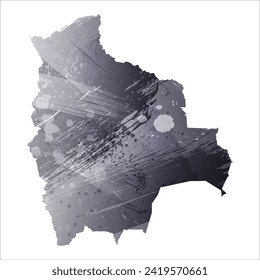 High detailed vector map. Bolivia. Watercolor style. Anthracite gray color. 