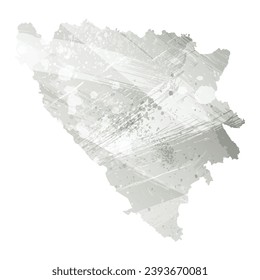 High detailed vector map. Bosnia and Herzegovina. Watercolor style. Agate gray.