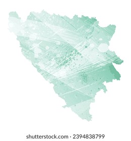 High detailed vector map. Bosnia and Herzegovina. Watercolor style. Aquamarine color.