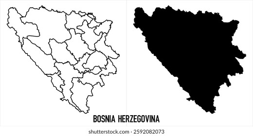 High detailed vector map - bosnia herzegovina