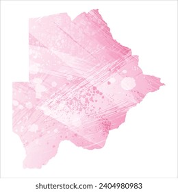 High detailed vector map. Botswana. Watercolor style. Amaranth pink color.