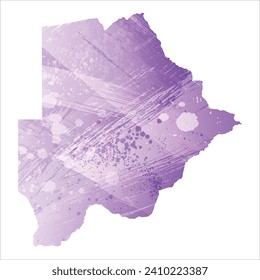 High detailed vector map. Botswana. Watercolor style. Amethyst purple color.