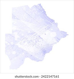 High detailed vector map. Botswana. Watercolor style. Periwinkle color. Delicate lilac color. Pastel purple.