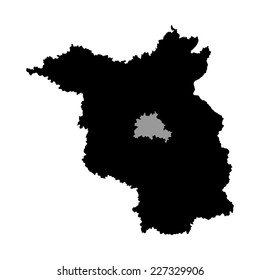 High detailed vector map - Brandenburg, high detailed black silhouette illustration isolated on white background. Province in Germany.