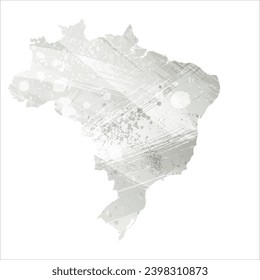 High detailed vector map. Brazil. Watercolor style. Gray color.