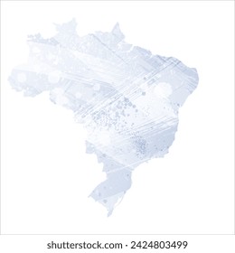 High detailed vector map. Brazil. Watercolor style. Periwinkle color. Pastel lilac color. Delicate purple.