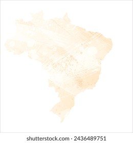 High detailed vector map. Brazil. Watercolor style. Biscuit color. Pastel yellow color.