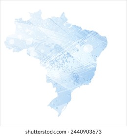 High detailed vector map. Brazil. Watercolor style. Pale cornflower. Blue color.
