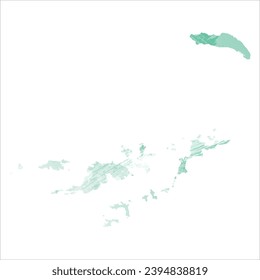 High detailed vector map. British Virgin Islands. Watercolor style. Aquamarine color.