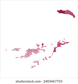 High detailed vector map. British Virgin Islands. Watercolor style. Amaranth purple color.