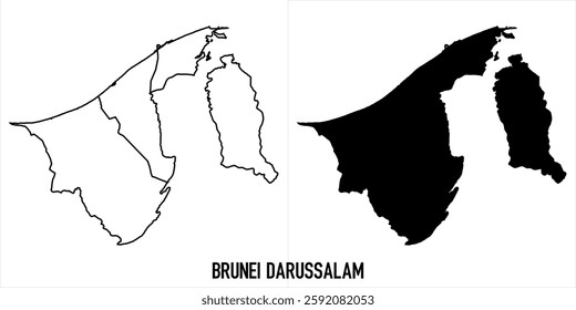 High detailed vector map - brunei darussalam