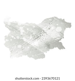 High detailed vector map. Bulgaria. Watercolor style. Agate gray.
