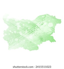 High detailed vector map. Bulgaria. Watercolor style. Light lettuce color. Pastel green.