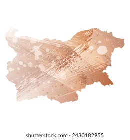 High detailed vector map. Bulgaria. Watercolor style. Beige and red color. Brown color.
