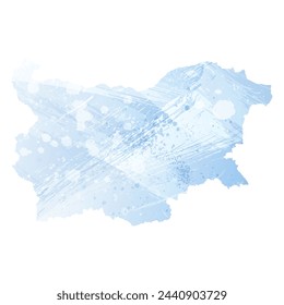 Detaillierte Vektorkarte mit hoher Auflösung. Bulgarien. Aquarellstil. Blasse Kornblume. Blaue Farbe.