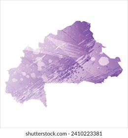 High detailed vector map. Burkina Faso. Watercolor style. Amethyst purple color.