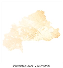 High detailed vector map. Burkina Faso. Watercolor style. Yellow color.