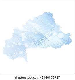High detailed vector map. Burkina Faso. Watercolor style. Pale cornflower. Blue color.