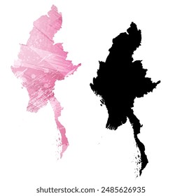 Mapa de Vector detallado. Birmania.