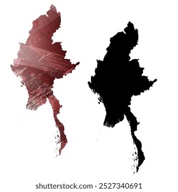Alto mapa de Vector detallado. Birmania.
