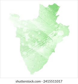 High detailed vector map. Burundi. Watercolor style. Light lettuce color. Pastel green.