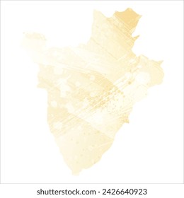 Mapa vectorial detallado. Burundi. Estilo acuarela. Color plátano. Color amarillo pastel. Delicado amarillo.