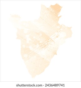 High detailed vector map. Burundi. Watercolor style. Biscuit color. Pastel yellow color.