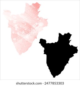 Mapa de Vector detallado. Burundi.