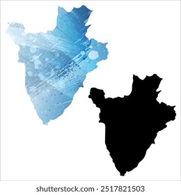Alto mapa de Vector detallado. Burundi.