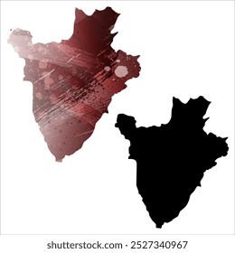 Alto mapa de Vector detallado. Burundi.