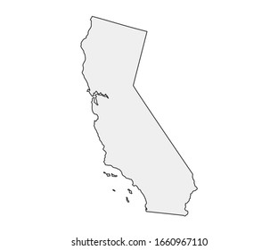 High detailed vector map. California USA state. American flag.