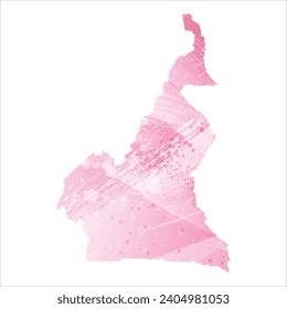 High detailed vector map. Cameroon. Watercolor style. Amaranth pink color.